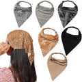 6 Pack Hair Scarf Headband for Women Elastic Bandana Head Scarf Large Boho Triangle Kerchief with Clips Non Slip Scarves