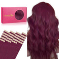 WENNALIFE Tape in Hair Extensions Human Hair, 20pcs 50g 14 inch Light Burgundy Remy Hair Extensions Straight Human Hair Tape in Extensions Skin Weft Tape Extensions Human Hair