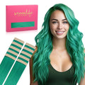 WENNALIFE Tape in Hair Extensions Human Hair Green Tape in Extensions, 10pcs 25g 18 inch Remy Invisible Tape Ins Straight Colored Soft Real Human Hair Tape in Extensions Refill Set Extensions