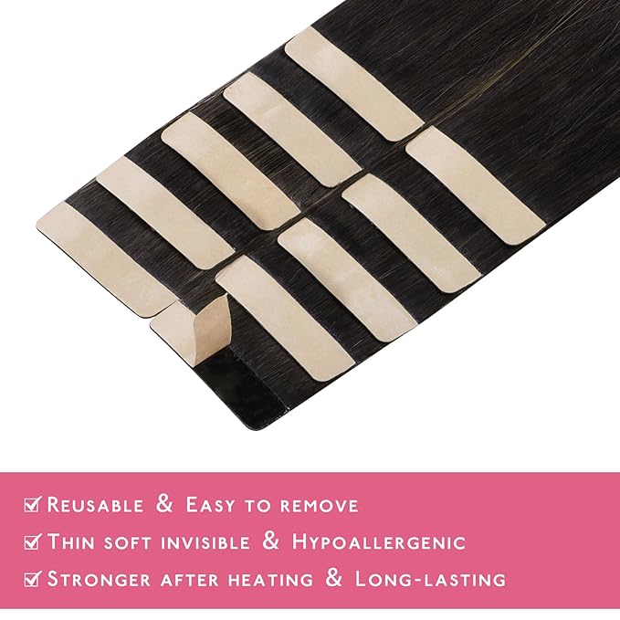 WENNALIFE Tape in Hair Extensions Human Hair Balayage Natural Black to Chestnut Brown Tape in Extensions, 10pcs 30g 24 inch Remy Invisible Tape Ins Straight Soft Real Human Hair Tape in Extensions