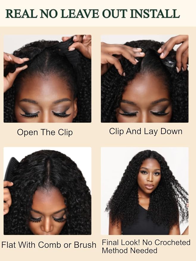 KLAIYI EasiContour V Part Wig Human Hair Body Wave Glueless Upgrade U Part Wig No Leave Out No Gel Clip in Half Wig V Shape Pull and Go Beginner Friendly Ready to Wear Natural Black Color 150% 18Inch