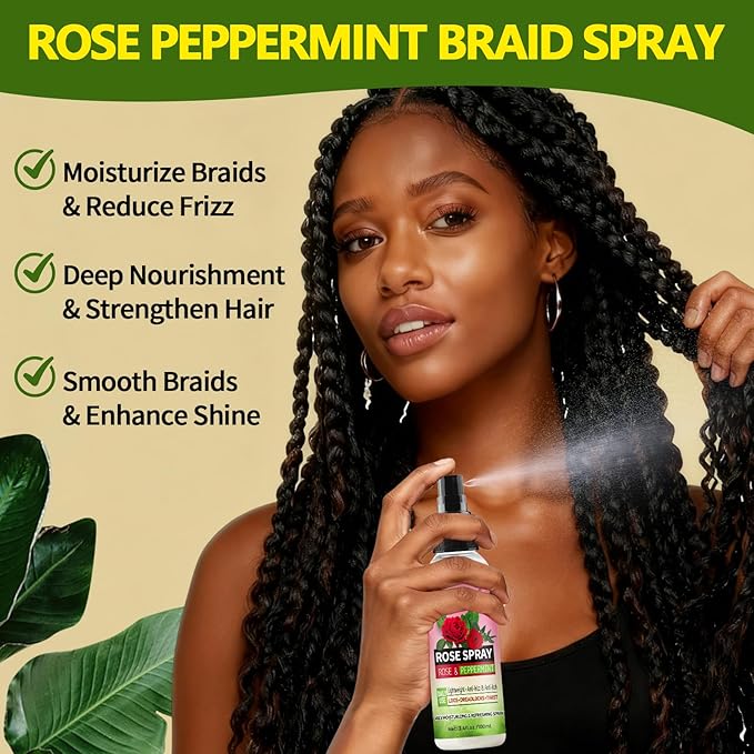 Loc Moisturizing Spray for Dull, Dry Locs - Daily Passion Fruit Hair and Scalp Moisturizer for Dreadlocks, Sisterlocks, Microlocks, Braids - Rose Water for Hair Loc Spray Moisturizing Refreshing(2PCS)