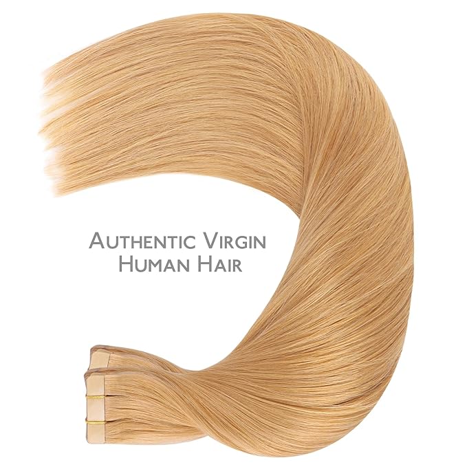 WENNALIFE Tape in Hair Extensions Human Hair, 40pcs 100g 20 inch Strawberry Blonde Hair Extensions Real Human Hair Straight Tape in Extensions Invisible Human Hair Extensions Reusable Real Hair