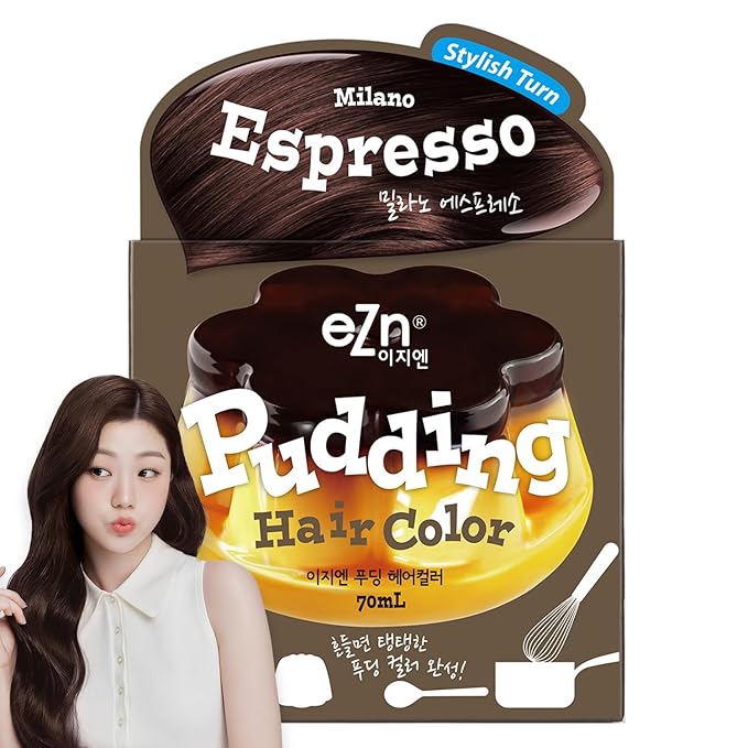 eZn Pudding Hair Dye, Ammonia-Free, Semi-Permanent DIY Korean Hair Dye Color with Keratin (Milano Essopresso)