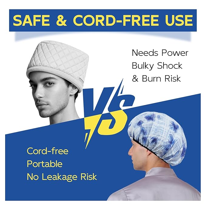 Years calm Shower Cap for Men, Waterproof & Heat-Retaining Hair Treatment Cap – Reusable Men’s Shower Cap with Foil Lining, Elastic Band, for Steam Care, Hair Mask & Oil Conditioning