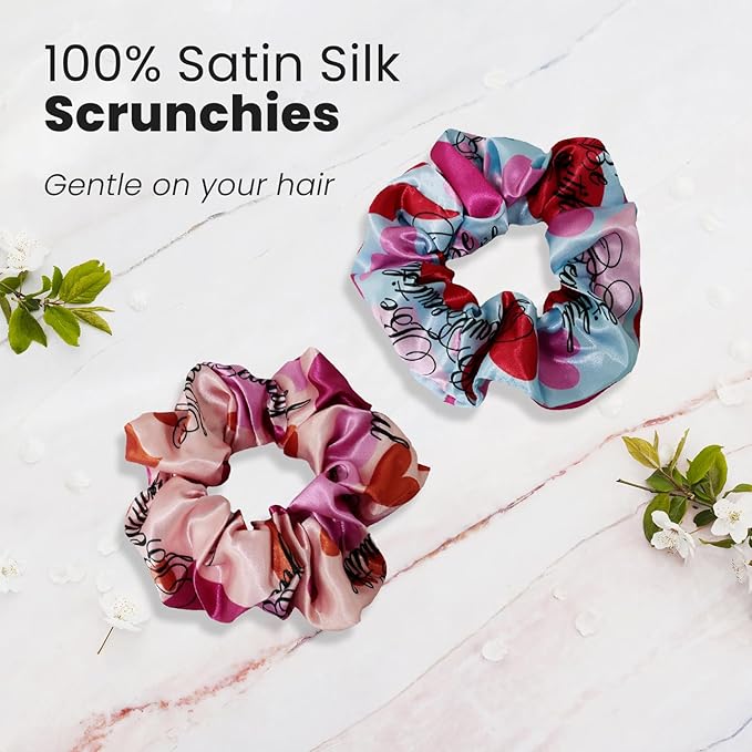 cute design scrunchies for all hair type elastic hair band great for ponytails XL srcunchies set these soft hair ties is great for every occasion (hearts)