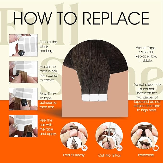 Full Shine Tape in Hair Extensions Human Hair Color 2 Darkest Brown Seamless Invisible Remy Tape in Extensions Human Hair 26Inch Long Straight Skin Weft 50Gram 20Pcs for Women Add Length