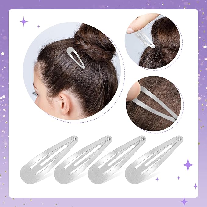 2 Inch Silver Grey Hair Clips Barrettes Metal Snap Clips for Women Durable Water Drop Ideal Hair Accessories for Hairdressing Wedding and Everyday Use 20 pcs