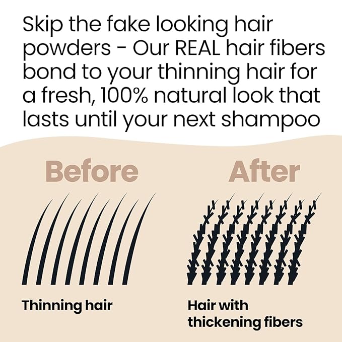 Hair Illusion Dark Brown Real Hair Fibers for Thinning Hair - 100% Natural Texture, Non Synthetic Hair Fibers - Bald Spot Cover Up for Women & Men - 18 Gram