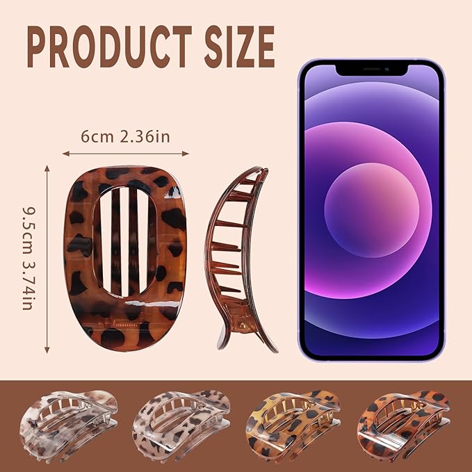 Hair Clips Flat claw clips for women,Non Slip Hair Claw Clips for thick hair and thin hair, French ergonomic hair accessories Set