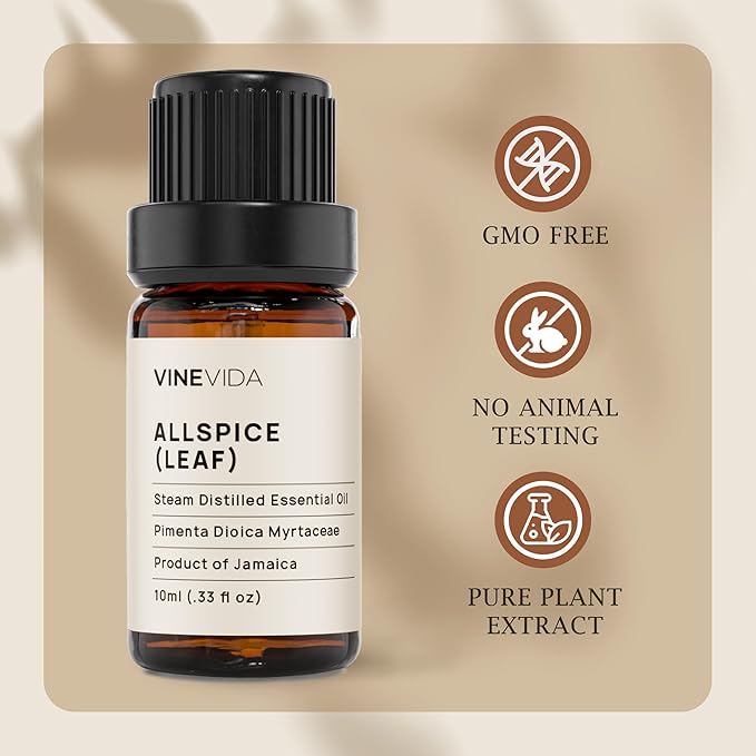 VINEVIDA Allspice Essential Oil - 10mL, DIY Candle Scents & Soap Making Base