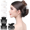 RC ROCHE 6 Pcs Double Claw Hair Clip Tooth Claw Clip Grip Tooth Jaw Clamps Thin Fine Hair Strong Hold No Slip Undo Clutchers for Women, Small Black & White