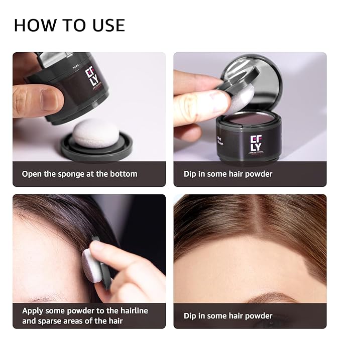 Root Touch Up Gray Shadow Powder for Thinning Hair, Eyebrows, and Beards (Red Brown)