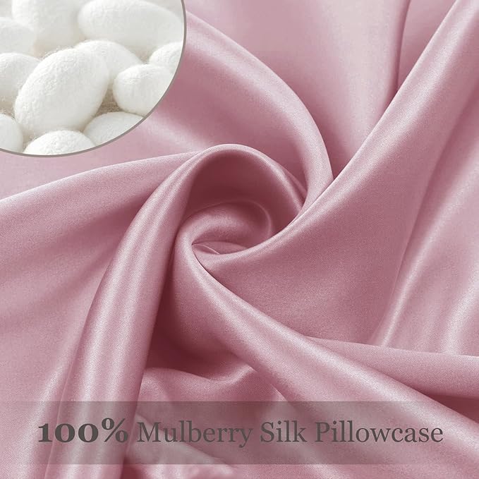 Adubor 100% Silk Pillowcase - Mulberry Silk Pillow Cases, 23 Momme 6A Grade Fibers, Silk Pillow Case for Hair and Skin Health, with Hidden Zipper (Standard 20''×26'', Medium Pink, 1PC)