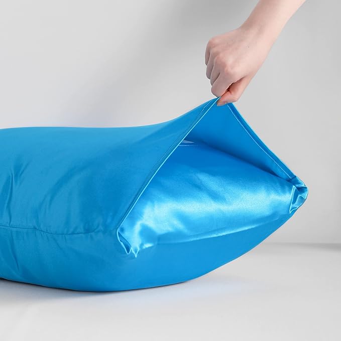 NTBAY 2 Pack Satin King Pillowcases for Hair and Skin, Luxurious and Silky Pillow Cases with Envelope Closure, 20x40 Inches, Royal Blue