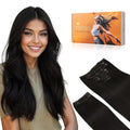 DOORES Clip in Hair Extensions Real Human Hair, Jet Black 150g 9pcs 16 Inch, Remy Hair Extensions Clip in Human Hair Hair Extensions Real Human Hair Straight Thick Extensions Human Hair Natural