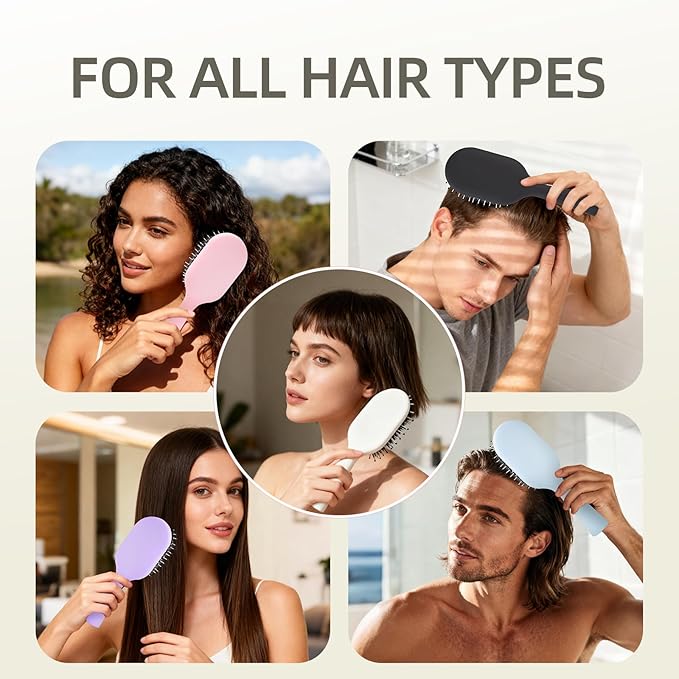 Boar Bristles Hair Brush for Women and Men, Detangling Hair Brush for Smoothing Massage Add Shine, Nylon&Boar Bristles Detangler brush for Hair Healthy (Medium-White)