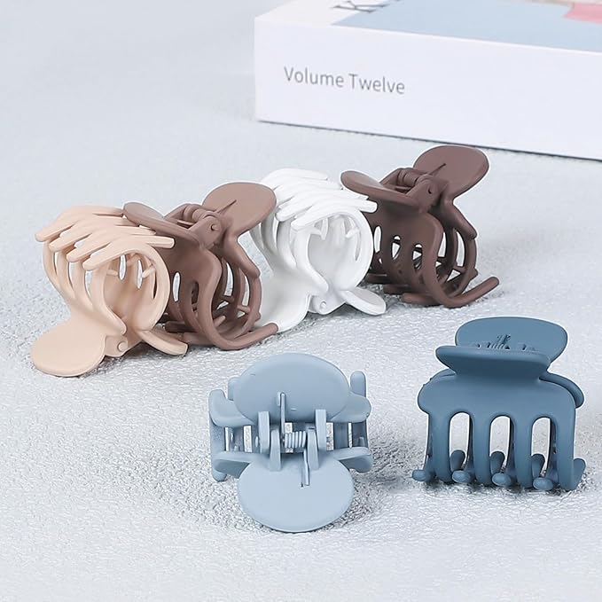 6 Pcs Hair Clips Small Claw Clips for Thin Hair Medium Matte Non-slip Hair Accessories for Women and Girls (Brown Blue)