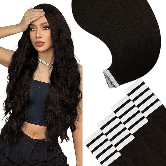 YoungSee Tape in Hair Extensions Human Hair Dark Brown Tape Extensions Real Human Hair Brown 22In 50g 20pcs Tape-ins Human Hair Extension Natural for Women Extensiones Adhesivas