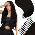 YoungSee 28 Inch Tape in Hair Extensions Real Human Hair Brown 20pcs 50g Invisible Tape in Extensions Human Hair Dark Brown Tapes on Remy Hair Extension for Long Straight Hair