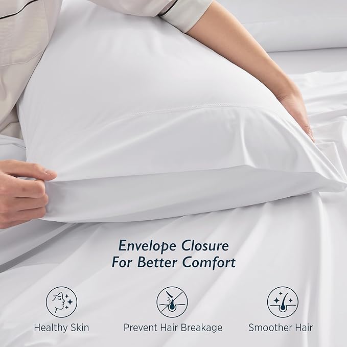 Breescape Cooling Pillow Cases Standard/Queen Size - BlendTek™ Dry & Cool Technology for Hot Sleepers and Night Sweats, 2 Pack Soft & Smooth Pillowcases for Hair & Skin Care, 20" x 30", Snow White
