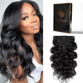 Clip in Hair Extensions Real Human Hair Body Wave 1B Natural Black Clip in 100% Brazilian Remy Human Hair Extensions 8pcs Per Set with 18 Clips Double Weft 18 Inch 100g/3.6oz