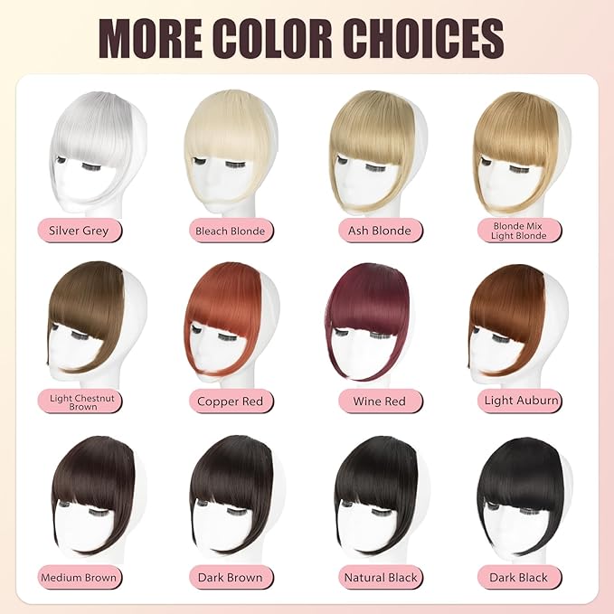 Clip in Bangs, Synthetic French Bangs Hair Clip, Copper Red Fake Bangs Fringe with Temples Hairpieces for Women Natural Curved Hair Extensions for Daily Wear