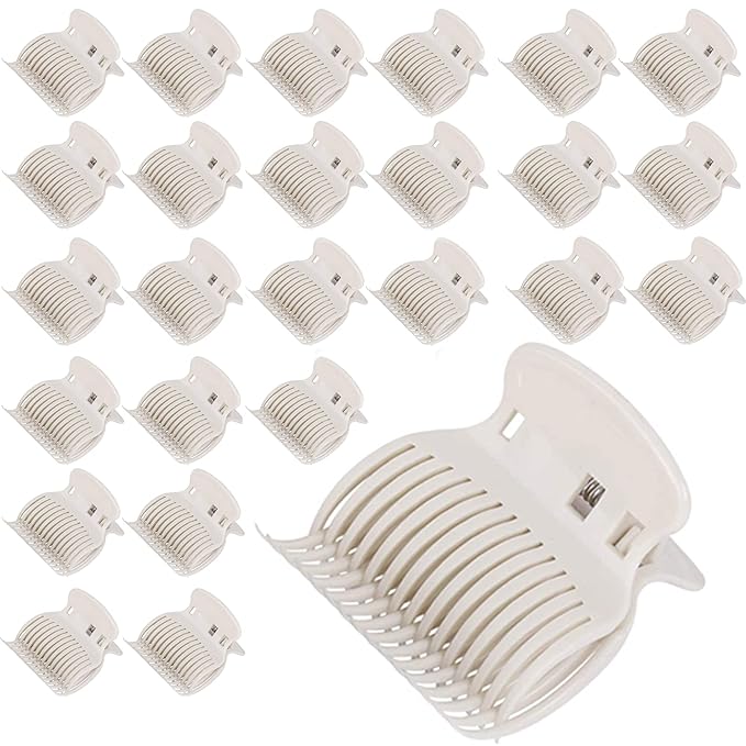 Tbestmax 24 Hot Roller Clips for Hair Curler Claw Clip Replacement Hair Section Styling for Women Girls White