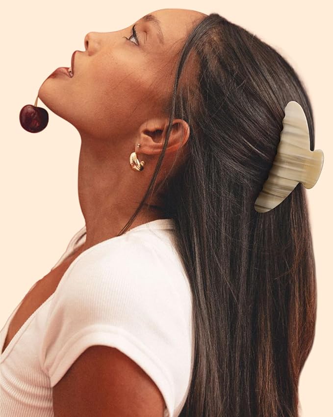 HAIMEIKANG Large Acetate 4 Inch Hair Claw Clip for Women - French Style Hair Claws for Thick Hair with Non-Slip Teeth, Hair Accessories for Updos, Buns & Ponytails