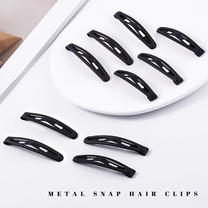 16 PCS Snap Hair Clips Metal Barrettes for Women Non Slip Barrettes for Thick and Thin Fine Hair,Matte Black,2.36 x 0.43 Inches.