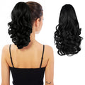 Ponytail Extension, Clip on Ponytails for Women, 12" Claw Clip in Short Curly Wavy Pony Hair Extension for Women - Natural Black