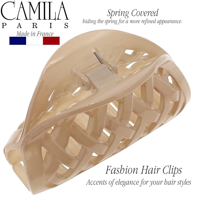Camila Paris CP3201 French Hair Clip for Women Thick Hair for Long Curly Wavy Hair, Girls Hair Claw Clips Jaw, Durable Styling Big Claw Clip for Thick Hair, Strong Hold No Slip Grip, Made in France
