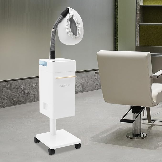 DYRABREST Professional Nano Hair Steamer Heavy-Duty Nano Steam Hair Treatment Machine Freestanding Multi-Function Hair Care Steamer for Color, Spa, Scalp Care, 4 Wheels & External Tank (White)