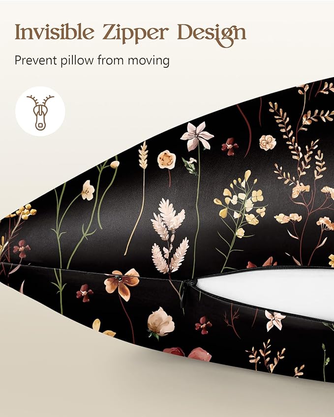 2 Pack Mulberry Silk Pillowcase for Hair and Skin - Queen Size 20 x 30 Inches with Hidden Zipper BK Grow Flower 19 Momme Soft Sleeping Silk Pillow Case for Women, Moms