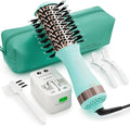 Travel Dual Voltage Hair Dryer Brush Blow Dryer Brush in One,2 Inch Hot Air Brush,Travel Hair Styler/Volumizer/Straightener/Curler,European Blow Dryer Brush with Universal Adapter