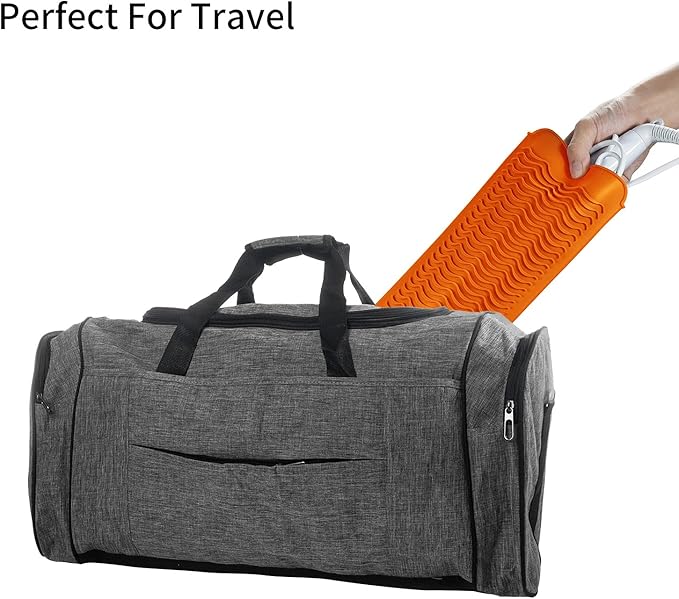 Silicone Heat Resistant Travel Pouch for Hair Styling Tools: Straighteners, Crimping Irons, Curling Wands, Flat Irons, and Waving Tools (Orange) 1 Pack