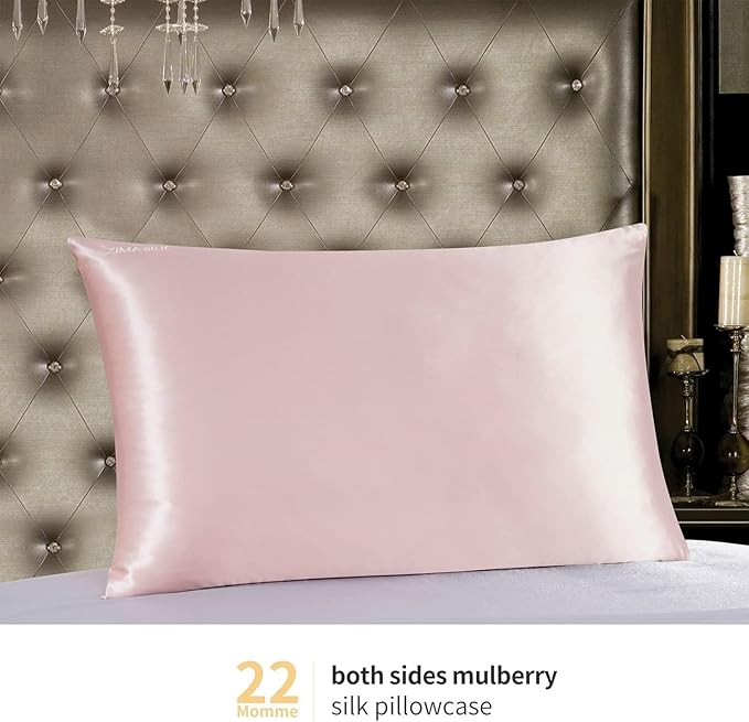 ZIMASILK 22 Momme Silk Pillowcase for Hair and Skin - 100% Pure Mulberry Silk with Hidden Zipper, Grade 6A Luxury Pillow Case for Women, Soft & Durable, Gift Box (King 20"x36" Pink)