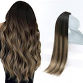 Sunny Hair Tape in Hair Extensions Human Hair Remy Hair Extensions Tape in, 24inch Black Brown Balayage Ash Blonde Tape in Human Hair Extensions Add Length for Wedding 20Pcs 50g