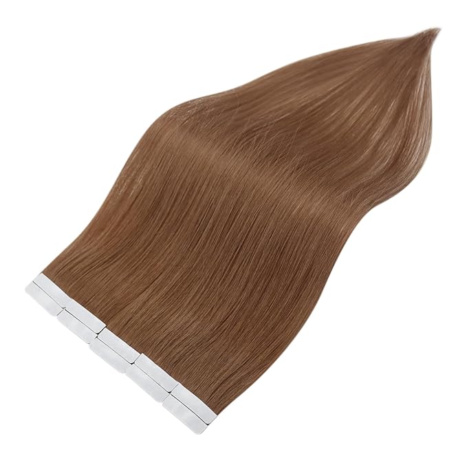 Full Shine Invisible Injected Tape in Hair Extensions Human Hair Color 330 Orange Virgin Injection Seamless Tape in Hair Extensions 10Grams 5PCS Straight Brazilian Extension 16 Inch for Cosplay