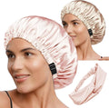 Hair Bonnets 3Pcs Satin Bonnet For Sleeping Silky Bonnets Womens Silk Bonnet Night Caps Curly Hair Sleep Cap For Women