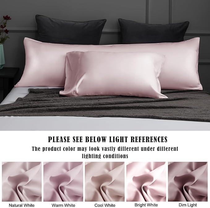 TELUS Body Cooling Pillow Case Cover, Bamboo Rayon & Lyocell Pillowcase with Zipper Closure, Breathable Pillow Case for Hot Sleepers and Night Sweats, 20x54 inches, Light Pink