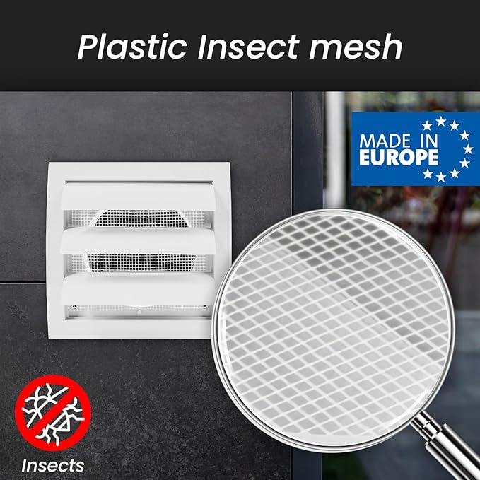 Repa Market 4 Inch White Dryer Vent Cover/Duct Cover for Walls or Ducting/ABS Plastic Grille with Flaps and Insect Screen/Exhaust and Dryer Vent Covers for Indoor & Outdoor Use