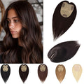 Human Hair Toppers for Women with Thinning Hair Real Human Topper Crown No Bangs 10 Inch #2 Dark Brown