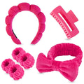 7 Pcs Spa Set, Facial Headband and Wristband Set, Skincare Accessories, College Style Girl Idea Gifts, Hair Accessories for Women and Girls（Hot Pink）