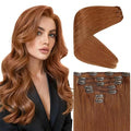 Ve Sunny Real Hair Extensions Clip in Human Hair Remy Hair Extensions for Women Full Head Clip in Human Hair Extensions Ginger Cooper 7pcs 18 inch 120g