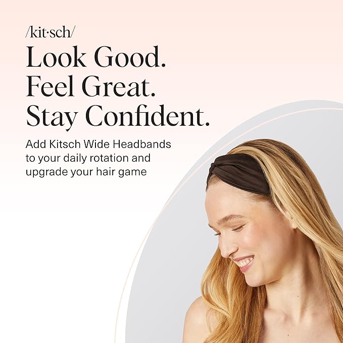 Kitsch Wide Headbands for Women - Fashion Sports Headband for Workout, Yoga, Gym, Running, Exercise | Stretchy Head Bands for Women’s Hair | Hair Accessories | Ideal Gifts for Women - Rosewood, 2pcs