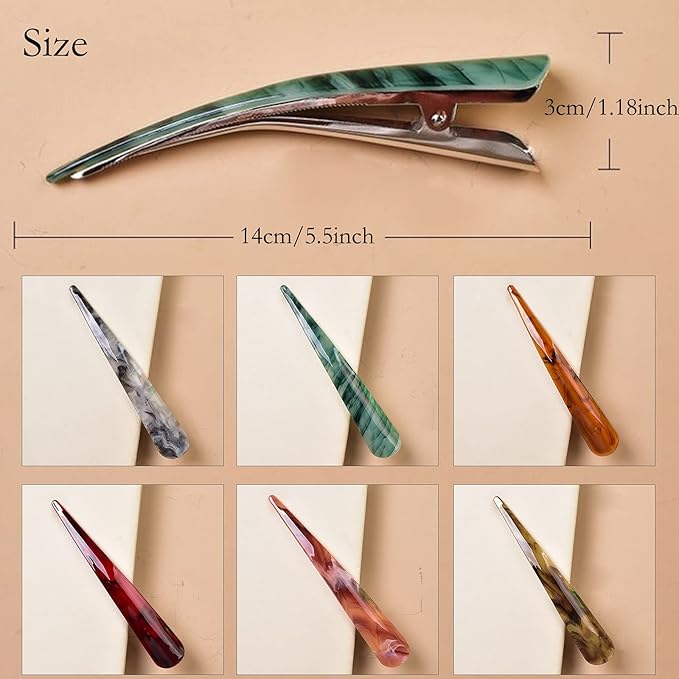 Large Metal Duckbill Hair Clips for Women - 6 Pieces, 5.5 Inch Long Non-Slip French Twist Clips, Chic Alligator Styling Clips for Thick Long Hair