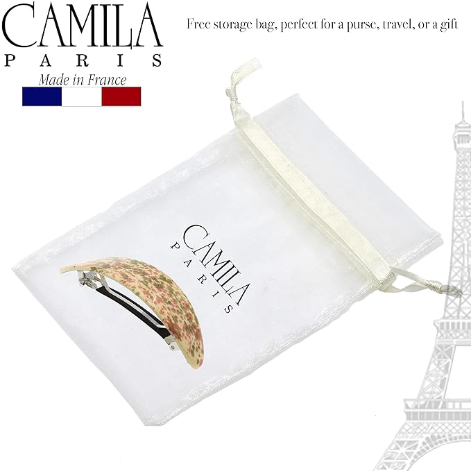 Camila Paris CP3323 French Hair Barrette Oval For Thick Curly Wavy Long Hair, Strong Hold Grip Hair Clips for Women, No Slip Rubberized Metal Clasp, Styling Girls Hair Accessories, Made in France