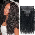 Seamless Curly Clip in Hair Extensions Real Human Hair Brazilian Virgin Human Hair Clip in Extensions 8Pcs Seamless Clip ins for Black Women with 18Clips PU Skin Weft 120g 12inch Natural Black