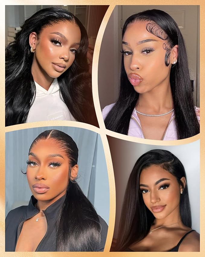 Arabella 13x6 Glueless Wigs Human Hair Pre Plucked Pre Cut Lace Upgraded Ear to Ear Full HD Lace Front Wigs Human Hair 210% Density Straight Wear and Go Glueless Wig Drawstring Wig Human Hair 26 Inch